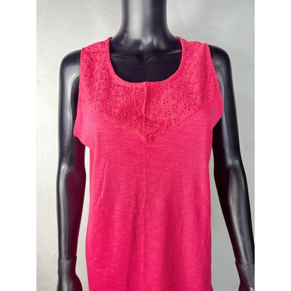 Northcrest Tank Top Womens L Pink Sleeveless Crochet Trim Casual Summer - Picture 4 of 10